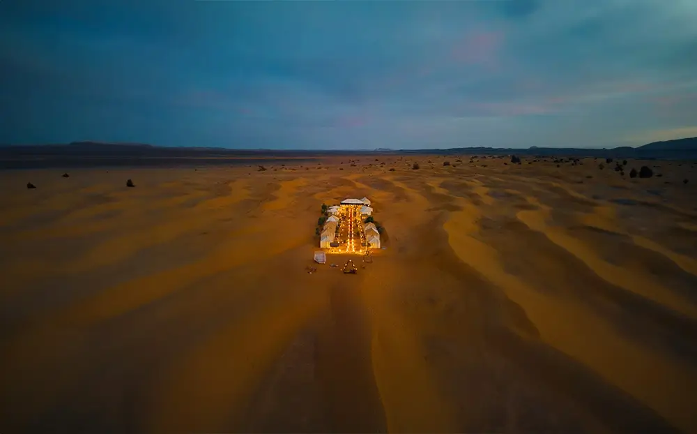 Luxury Desert Camp at Night